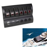 6 Gang 3P Single LED Waterproof Rocker Switch Panel with Circuit Breakers for Marine Boat Caravan Yatch