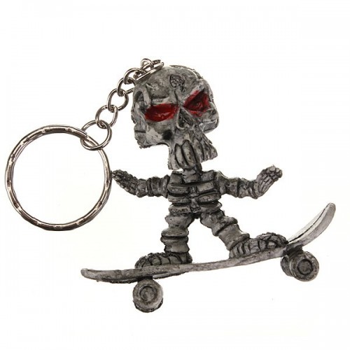 Skateboard Skull Rubber Key Chain Creative Purse Bag Keyring