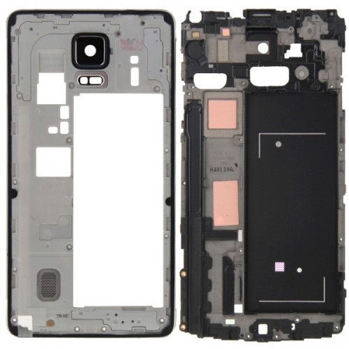 Full Housing Cover Replacement (Front Housing LCD Frame Bezel Plate + Middle Frame Bazel Back Plate Housing Camera Lens Panel Replacement) for Samsung Galaxy Note 4 / N910V (Black)
