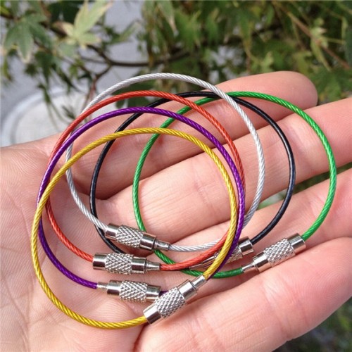 Pack of 10 1.6mm Wire Stainless Steel Cable Wire Key Rings Keyrings 