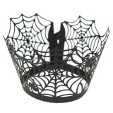 12Pcs Spider Web Witch Castle Halloween Cupcake Cake Wrappers Halloween Party Decoration