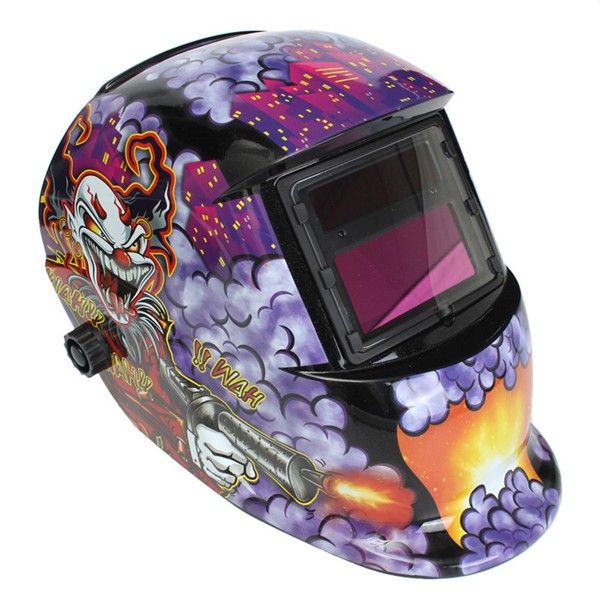 Clown With Submachine Gun Solar Welder Mask Helmet Electrowelding Auto Darkening Welding TIG MIG Welder Mask