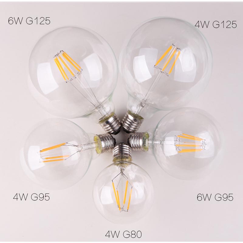 Dimmable E27 Edison LED Bulbs Filament COB Lamp Retro Globe Lighting AC 220V
