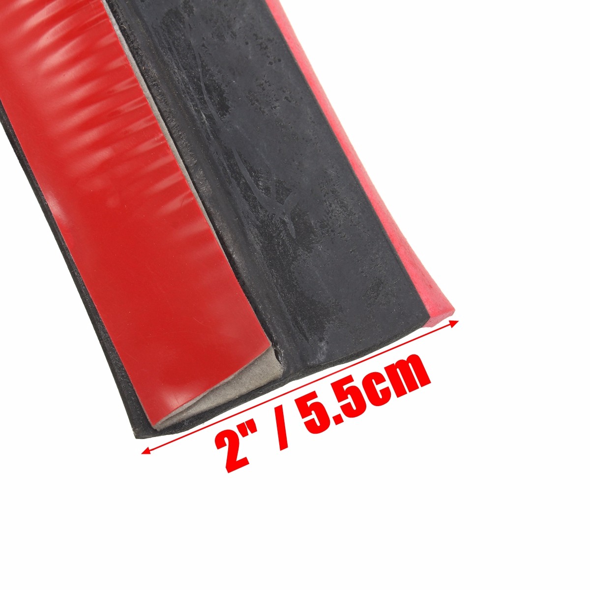HITSAN 98x2inch Black Red Car Front Bumper Protector Rubber Auto Lip Body Spoiler Decoration One Piece