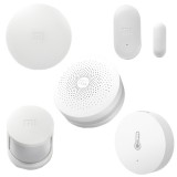 5 in 1 Original Xiaomi Intelligent Multifunctional Gateway Upgraded Version + Original Xiaomi Intelligent Mini Wireless Switch + Original Xiaomi Intelligent Mini Door Window Sensor + Original Xiaomi Intelligent Human Body Sensor + Original Xiaomi Intelligent Temperature Humidity Sensor for Xiaomi Smart Home Suite Devices, Support Android 4.0 and IOS 7.0 Above