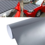 5D High Gloss Carbon Fiber Car Vinyl Wrap Sticker Decal Film Sheet Air Release, Size: 152cm x 50cm (Silver)
