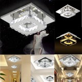 Modern Square Crystal LED Ceiling Light Fixture Pendant Lamp Chandelier Home Decor
