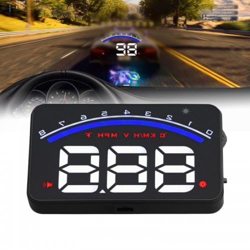 Geyiren M6 HUD 3.0 inch Car Head Up Display with OBDII & EUOBD System, Speed & Over Speed Alarm, RPM, Water Temperature & High Water Temperature Alarm, Voltage & Low Voltage Alarm, Freely Switch Between kilometers and Miles (Black)