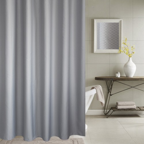 Thickening Waterproof And Mildew Curtain Honeycomb Texture Polyester Cloth Shower Curtain Bathroom Curtains, 120*180cm (Grey)