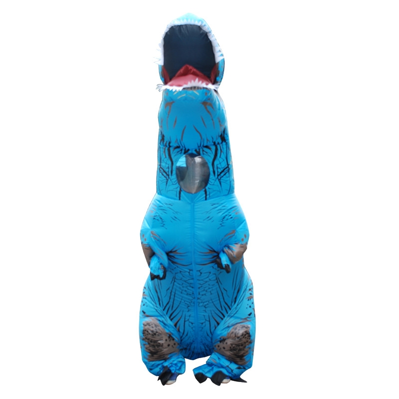 Inflatable Dinosaur Adult Costume Halloween Inflated Dragon Costumes Party Carnival Costume for Women Men (Blue)