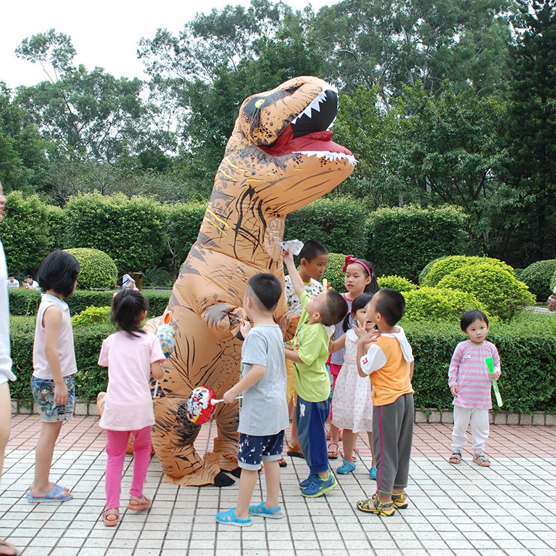 Inflatable Dinosaur Adult Costume Halloween Inflated Dragon Costumes Party Carnival Costume for Women Men (Brown)