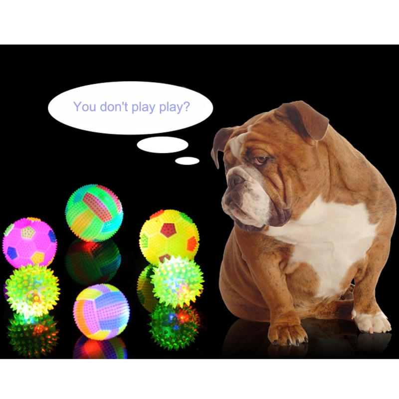 Dog Toy Balls for Pets Color Pet Flashing Ball Glowing Elastic Ball Dog Toy Ball Rubber Acoustic Mimo Bite Toys, Small Size, Random Color Shape Delivery