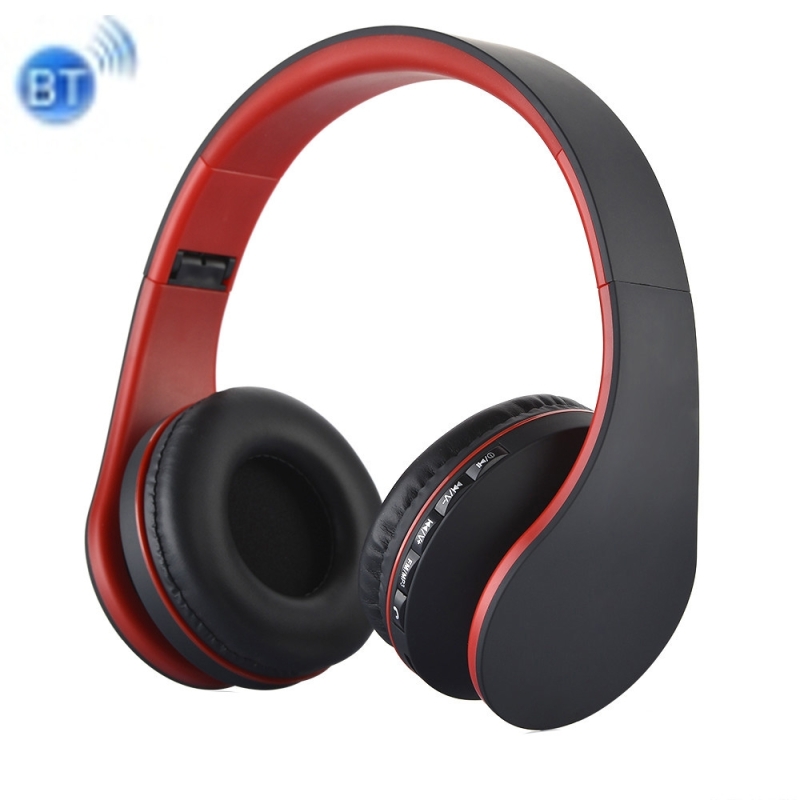BTH-811 Folding Stereo Wireless Bluetooth Headphone Headset with MP3 Player FM Radio for Xiaomi, iPhone, iPad, iPod, Samsung, HTC, Sony, Huawei and Other Audio Devices (Red)