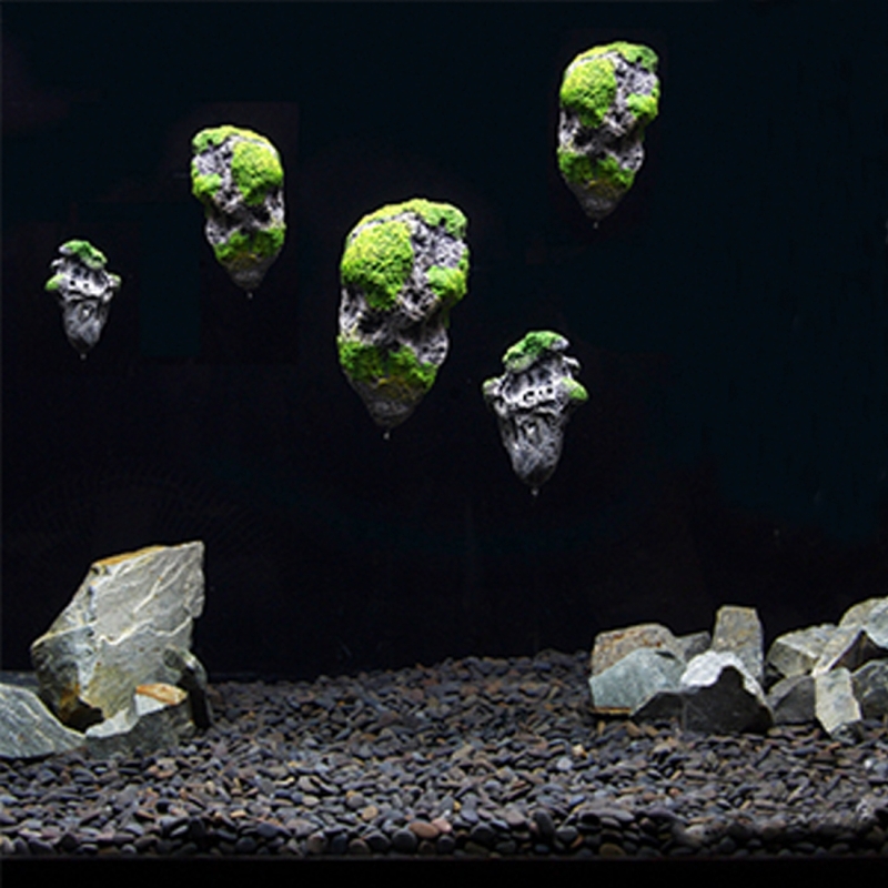 Aquarium Decoration Floating Pumice Suspended Stone Artificial Fish Tank Acuarios Moss Flying Rock Aquatic Ornament Landscape, 13.0x21.0cm