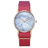 CAGARNY Living Waterproof Blue Marble Pattern Round Dial Quartz Movement Alloy Gold Case Fashion Women Watch Quartz Watches with Nylon Band