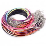 120 Pcs Mix Color Leather Braided Wax Cord Necklace with Lobster Clasps for DIY Jewelry Making, 1.5mm/18”