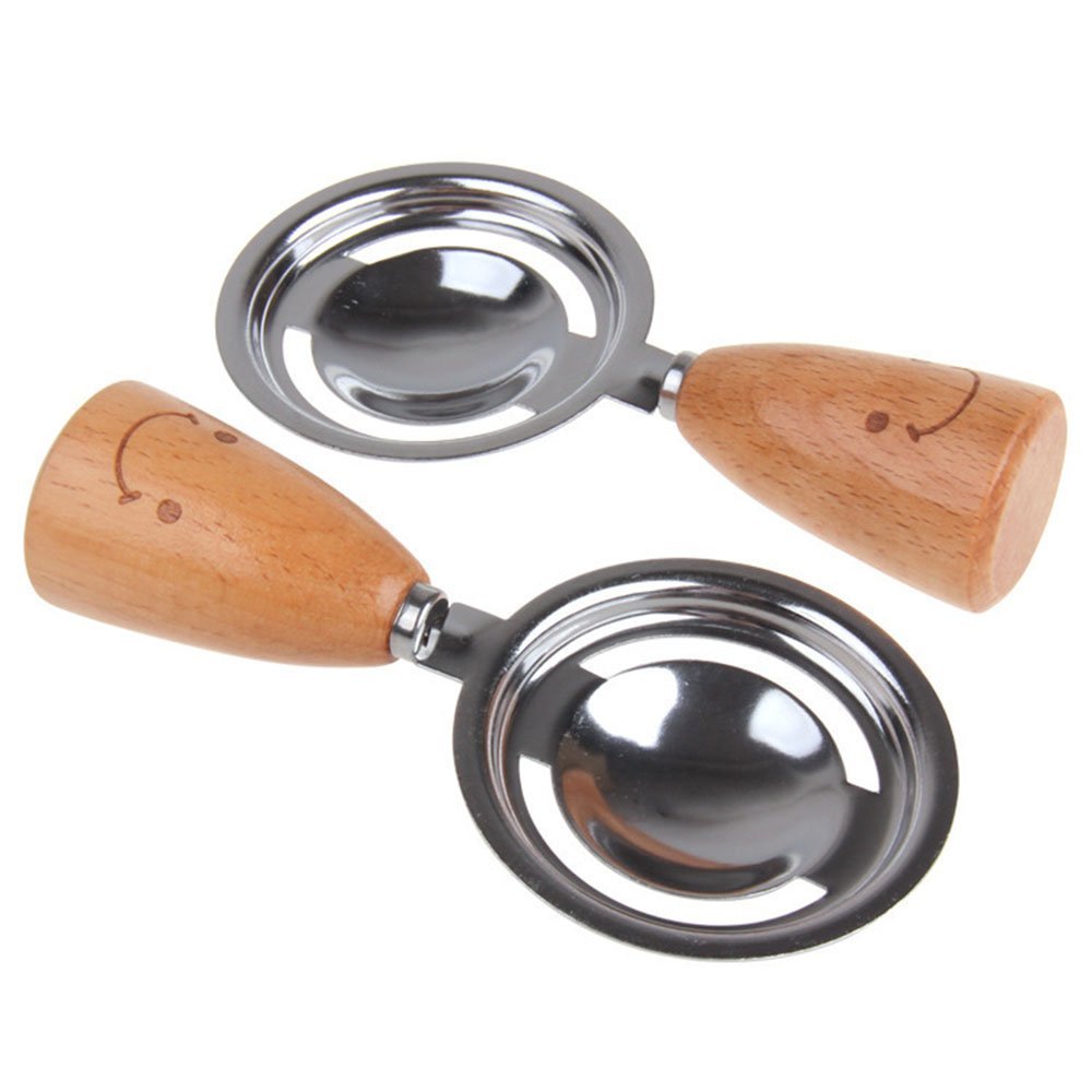 KCASA KC-ES029 Stainless Steel Egg Separator Smile Wood Handle Egg White Yolk Divider Kitchen Tools