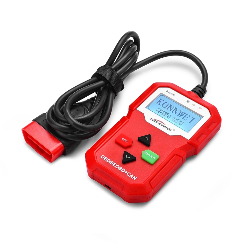 KW590 Mini OBDII Car Auto Diagnostic Scan Tools Auto Scan Adapter Scan Tool (Can Only Detect 12V Gasoline Car) (Red)