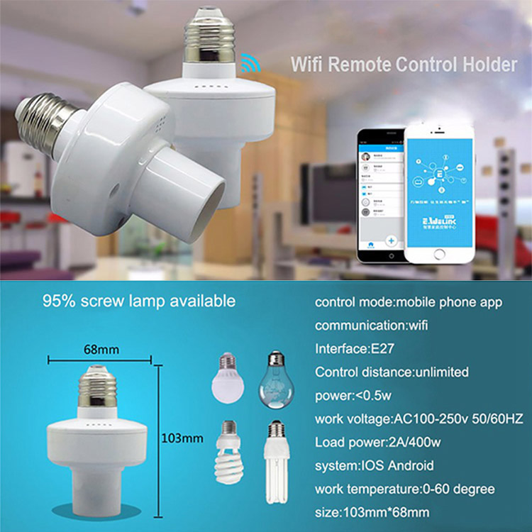Sonoff Slampher RF eWelink Phone APP WiFi 2.4GHz E27 Smart Light Lamp Bulb Holder with Alexa Echo Voice Control & Google Home for Smart Home, AC 90-250V