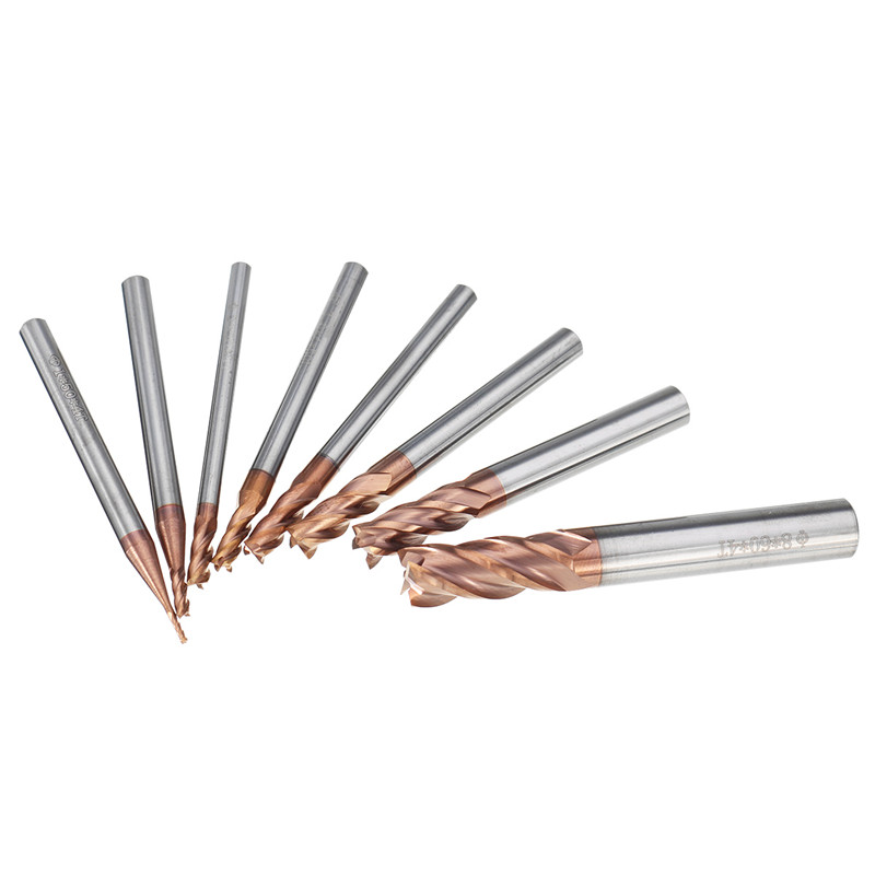 Drillpro 1-8mm 4 Flutes HRC58 End Mill Cutter AlTiN Coating Carbide End Mill 