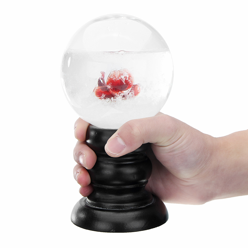 Crystal Ball Weather Forecast Storm Bottle Wood Glass Base Home Decoration For Kids Childrens Gift