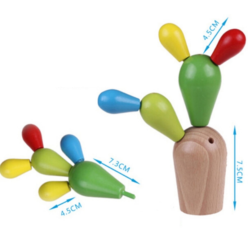 Simple Style Children Early Education Wooden Assembly Cactus Educational Toys