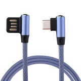 1m 2.4A Output USB to USB-C / Type-C Double Elbow Design Nylon Weave Style Data Sync Charging Cable, For Galaxy S8 & S8 + / LG G6 / Huawei P10 & P10 Plus / Xiaomi Mi 6 & Max 2 and other Smartphones (Blue)