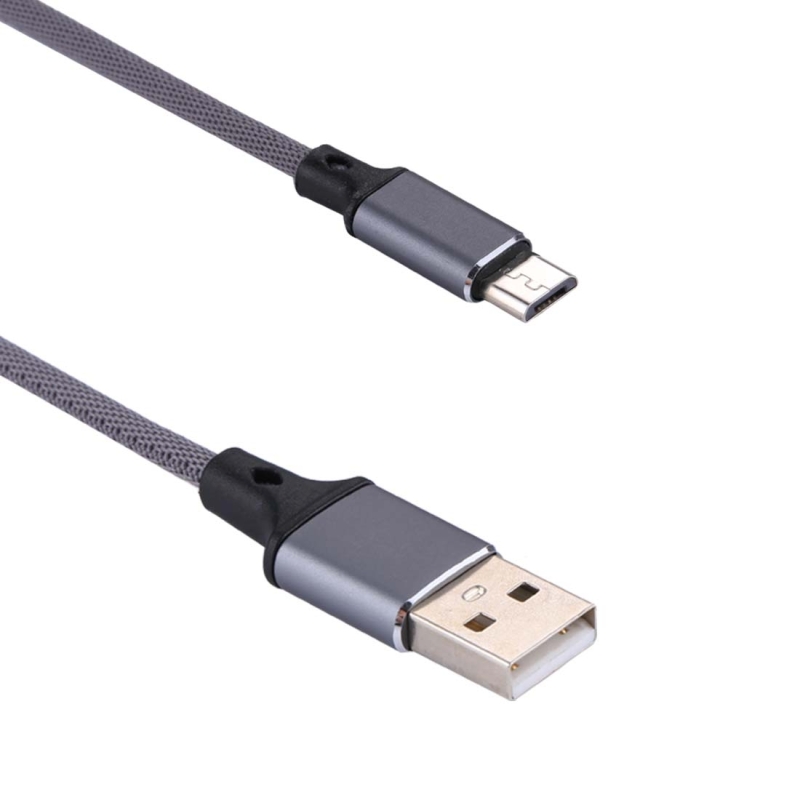 1m 2A Output USB to Micro USB Nylon Weave Style Data Sync Charging Cable, For Samsung, Huawei, Xiaomi, HTC, LG, Sony, Lenovo and other Smartphones (Grey)