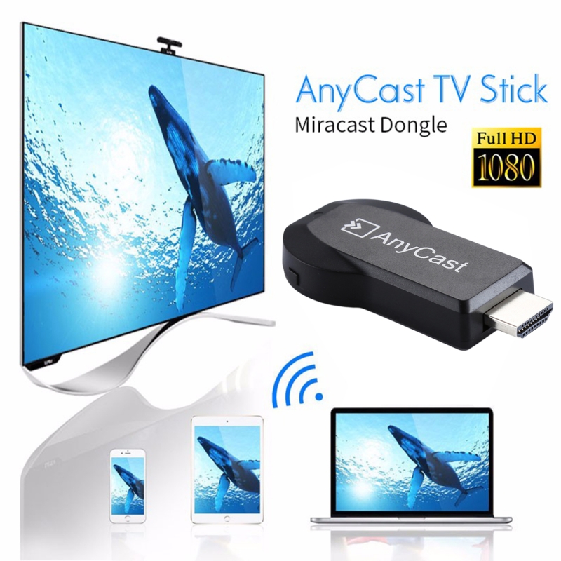 AnyCast M2 Plus Wireless WiFi Display Dongle Receiver Airplay Miracast DLNA 1080P HDMI TV Stick for iPhone, Samsung, and other Android Smartphones (Black)