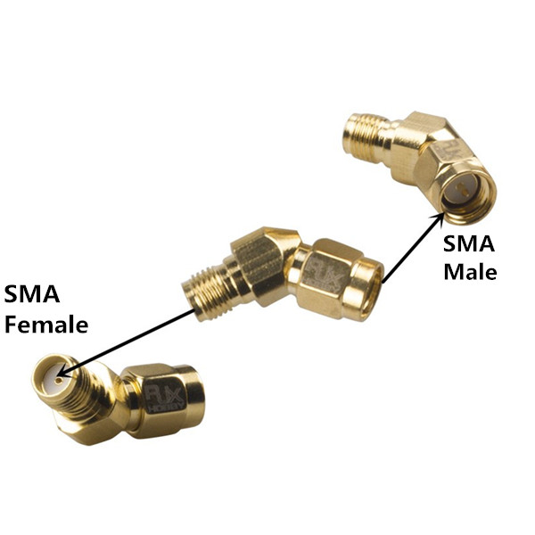 2PCS RJX 45/135 Degree SMA Male to SMA Female Antenna Adpater Connector For FPV Goggle