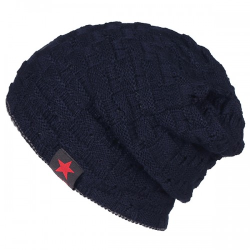 Men's Winter Warm Cotton Knitted Beanie Stretchable Windproof Earmuffs Cap Slouch Skiing Hat
