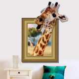 Miico Creative 3D Animal Giraffe Removable Home Room Decorative Wall Door Decor Sticker