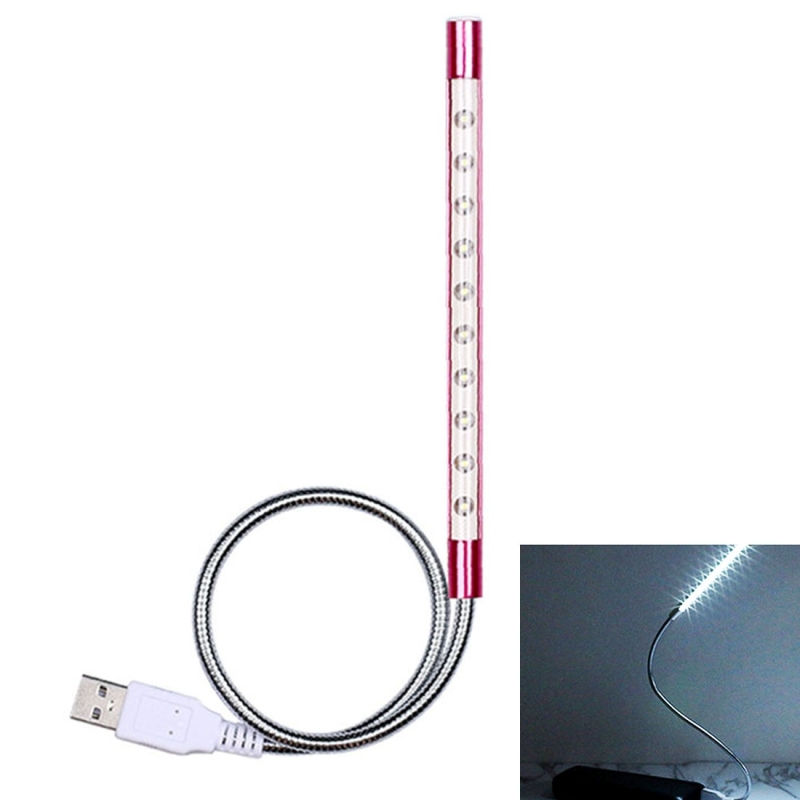 Sunshine S10 10 LEDs Touch Switch USB Powered Flexible LED Reading Light Night Light (Magenta)