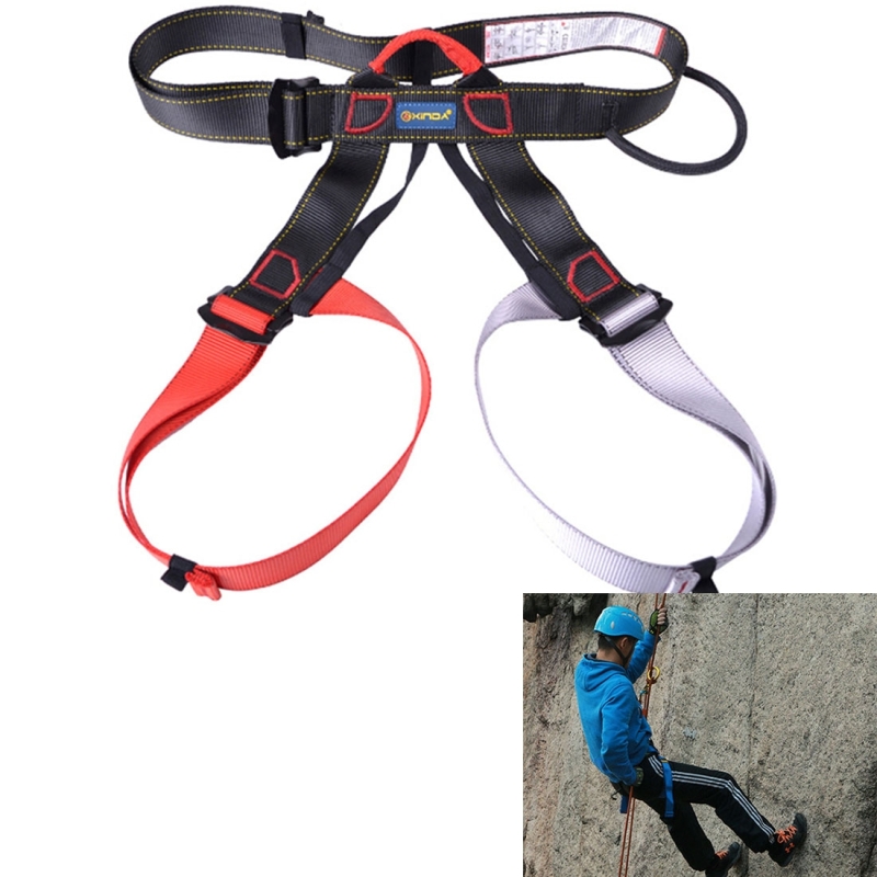 Climbing Harness Safe Seat Belt for Rock High Level Caving Climbing Adjustable Rappelling Equipment Half Body Guard Protect (Red)