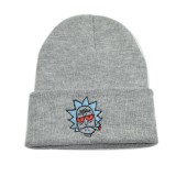 Men’s Womens Winter Embroidery Rick and Morty Knitted Beanie Windproof Earmuffs Cap Skiing Hats