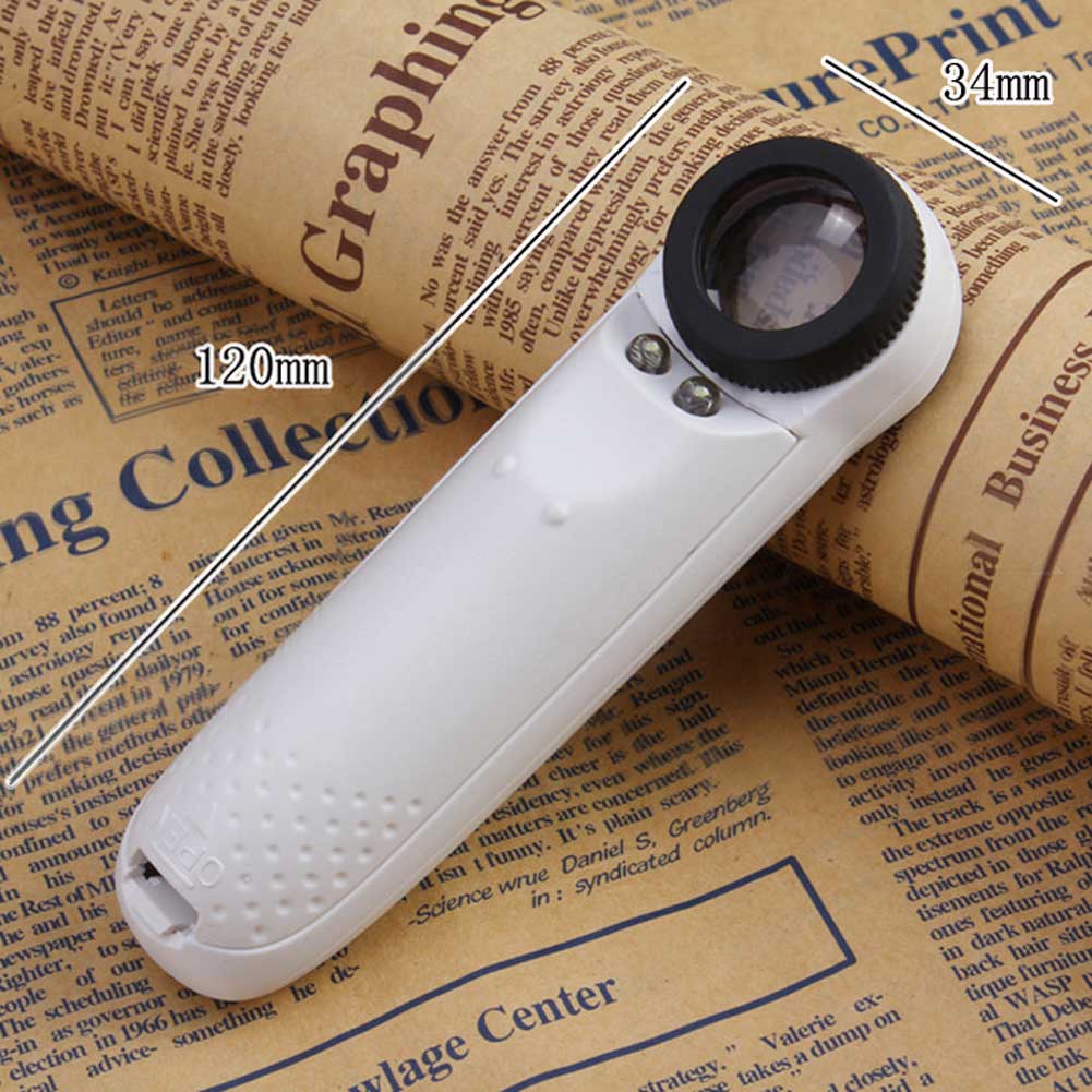 40X Jewelry Magnifier Resin Lens Magnifying Jewelry Loupe 2 LED Light