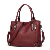 Women Faux Leather Large Capacity Tote Bag Solid Handbag Leisure Crossbody Bag