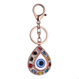 Vintage Crystal Blue Evil Eye Charm Keychain Rings Holder Purse Bag Buckle Pendant Key Chains