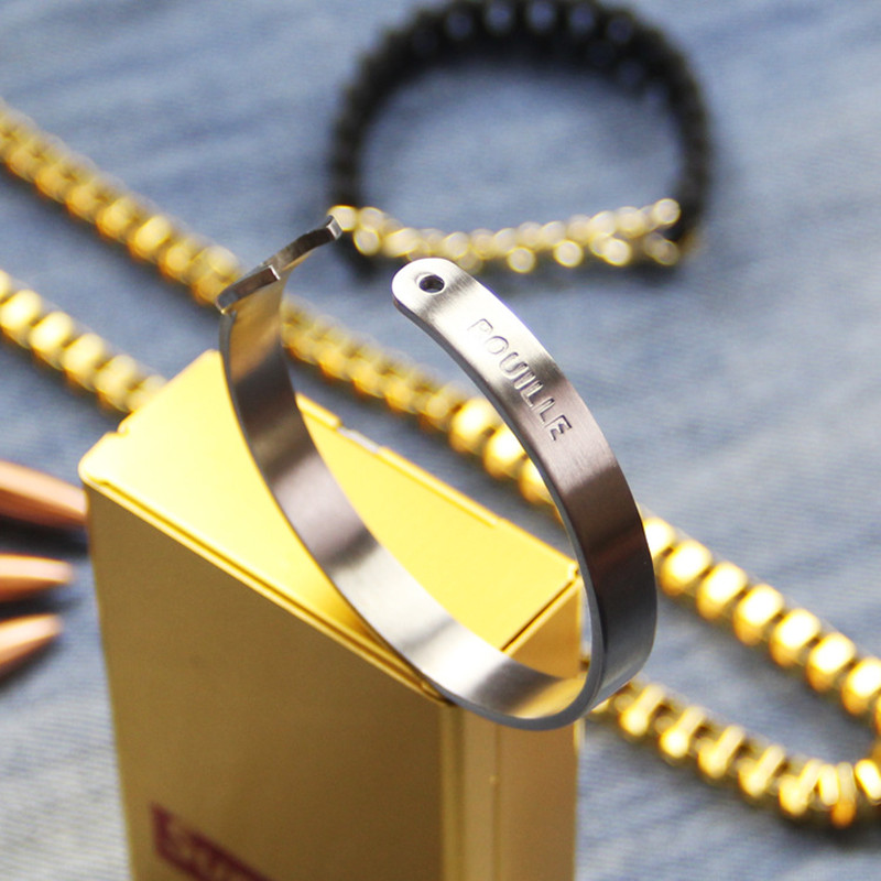 Fashion Titanium Steel Letters Men Bracelet Vintage Mechanical Wrench Open Bangle Bracelets for Men