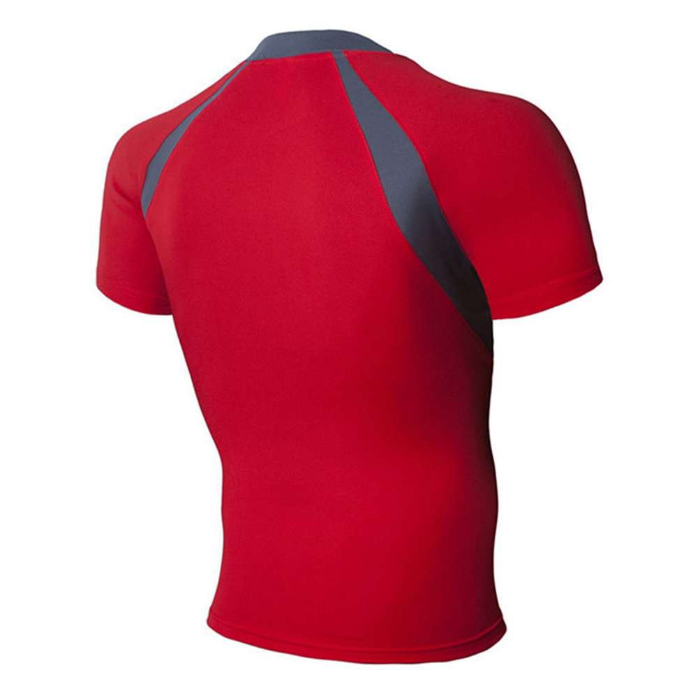 Men's Running Fitness Slim Quick-drying T-shirt Breathable Color Block Short Sleeve Tops