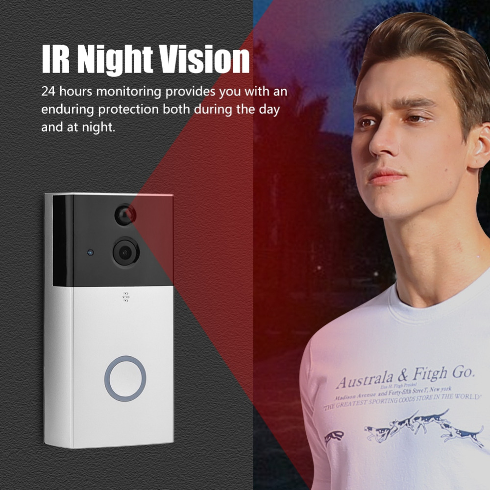 VESAFE VS-A4 HD 720P Security Camera Smart WiFi Video Doorbell Intercom, Support TF Card & Infrared Night Vision & Motion Detection App for IOS and Android (With Ding Dong/Chime) (Silver)