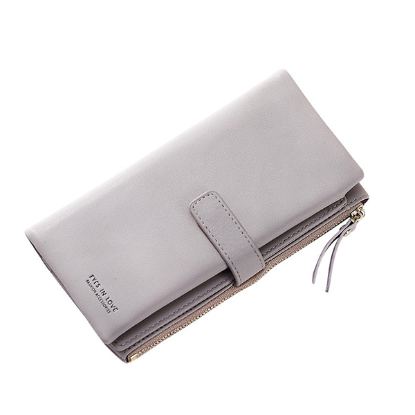 Women Faux Leather Tri-fold 22 Card Slot Wallet Casual Solid Phone Purse Long Wallet