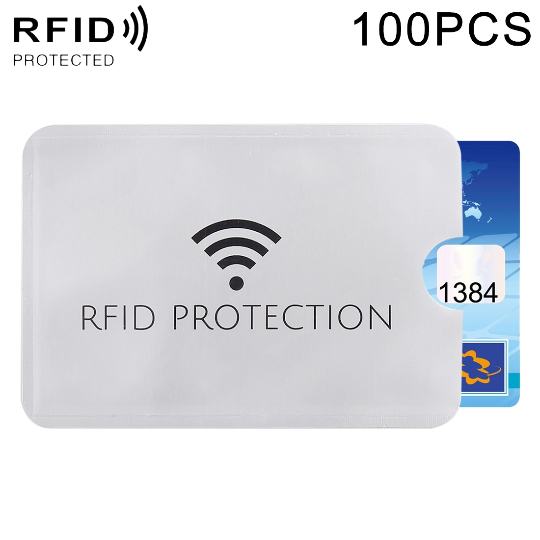 100 PCS Aluminum Foil Anti Theft RFID Blocking Sleeve Card Protector, Size: 9.1*6.3cm