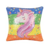 Sequin Unicorn Decorative Cushion Covers Reversible Pillow Cover, Size: 40cm x 40cm