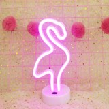 Flamingo Shape Romantic Neon LED Holiday Light with Holder, Warm Fairy Decorative Lamp Night Light for Christmas, Wedding, Party, Bedroom (Pink Light)