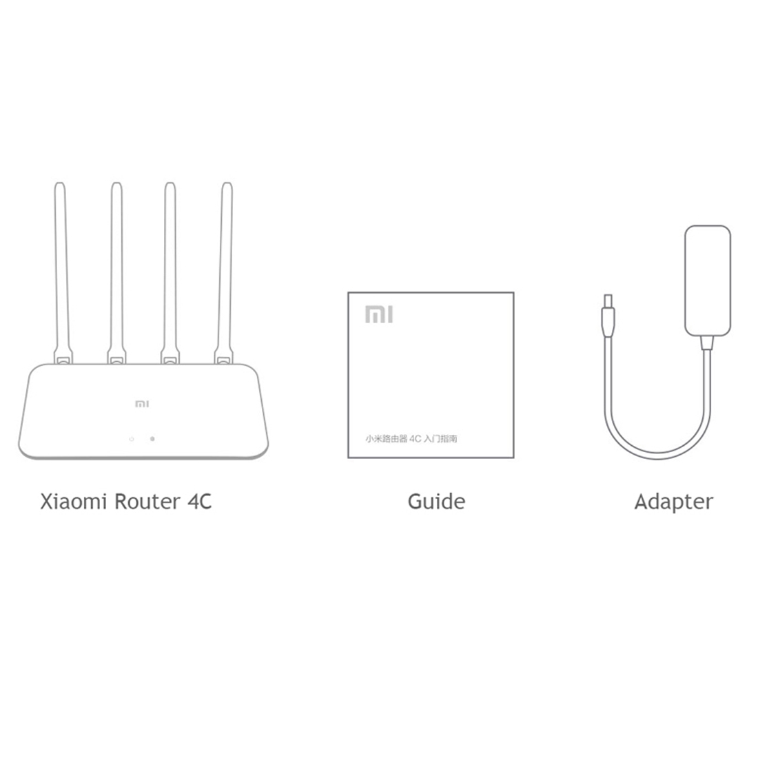 Original Xiaomi Mi WiFi Router 4C Smart APP Control 300Mbps 2.4GHz Wireless Router Repeater with 4 Antennas, Support Web & Android & iOS, US Plug (White)