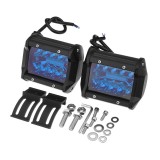 4” Inch Tri-Row 60W 720LM 20LED Work Light Bar Flood Spot Combo Fog Lamp Blue for Offroad SUV