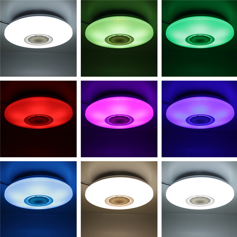 RGBW APP/Voice Control Dimmable Bluetooth Speaker LED Ceiling Light Fixture Work with Google Alexa