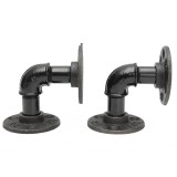 2Pcs Vintage Country Style Pipe Shelf Bracket Stand Holder for Industrial Steampunk DIY Home Decor