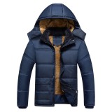Mens Thick Warm Winter Fleece Hooded Jacket Black Big Pocket Coats